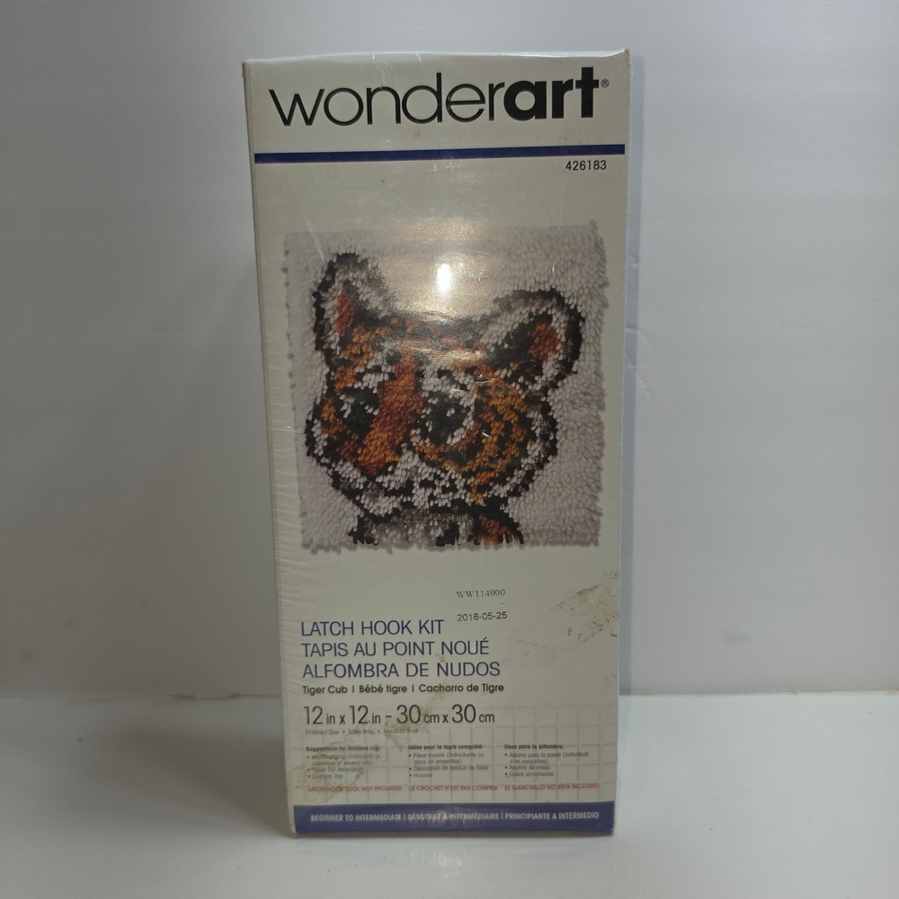 Wonderart Tiger Cub Latch Hook Kit 426183 12x12 Inch Rug Craft DIY New Sealed